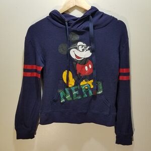 Disney Parks Mickey Nerd Hoodie Women's XS Navy Blue